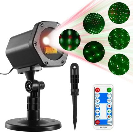 Ласерски проектор со светулки во зелено-црвена боја