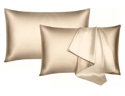 Сатенски навлаки за перници - шампањ боја (сет од 2 јастучници)
